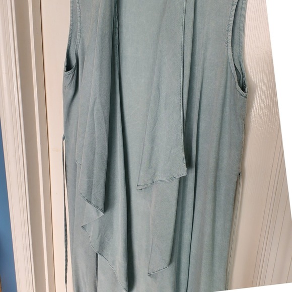 Celebrity Pink Women's M Light Blue Tencel Sleeveless Duster Vest - Picture 4 of 8